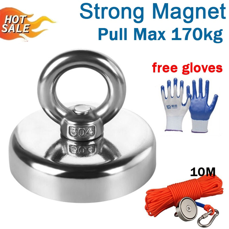 Strong Neodymium Magnet Double side Search magnet hook super power Salvage Fishing magnetic D136mm 170 kg Steel Cup holder