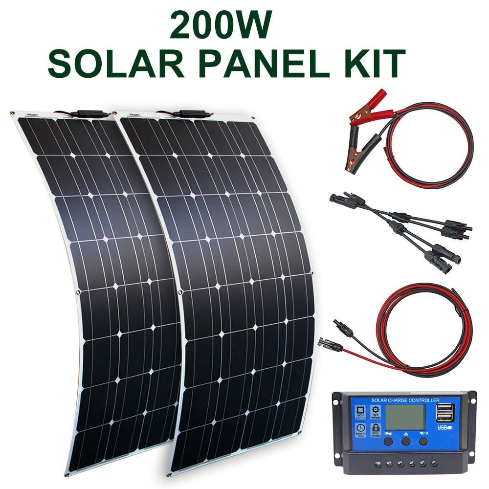 DGSUNLIGHT 100w 200w 12v portable Solar Panel Flexible 16V 800W plate CELLS Monocrystalline silicon